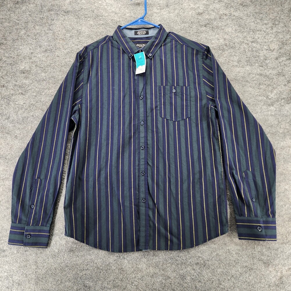 Eighty Eight Platinum Shirt Mens Large Button Down Blue Striped